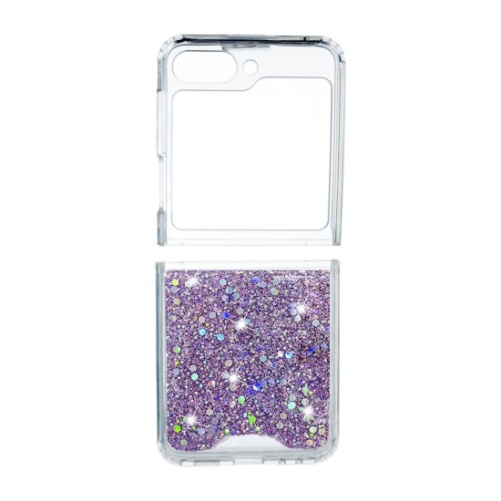 Hard Silicone Case with Glitter for Samsung Galaxy Z Flip 5 Purple